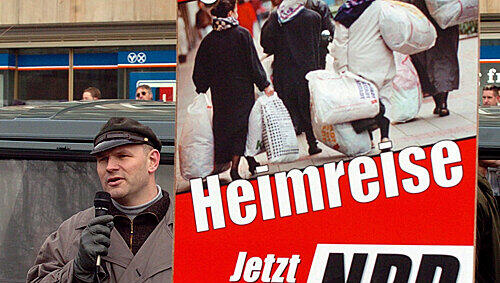 Der Rechtsextremist Thomas Wulff bei einer NPD-Demo in Kiel. Der Rechtsextremist Thomas Wulff bei einer NPD-Demo in Kiel.