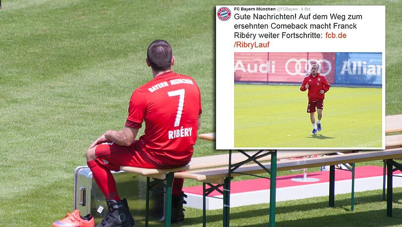 Drehte am Donnerstag die ersten Laufrunden auf dem Rasen: Franck Ribéry Drehte am Donnerstag die ersten Laufrunden auf dem Rasen: Franck Ribéry