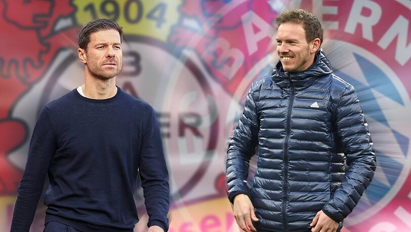 Bayerns aktueller Coach und sein potenzieller Nachfolger? Bayers Xabi Alonso (l.) gegen Bayerns Julian Nagelsmann.