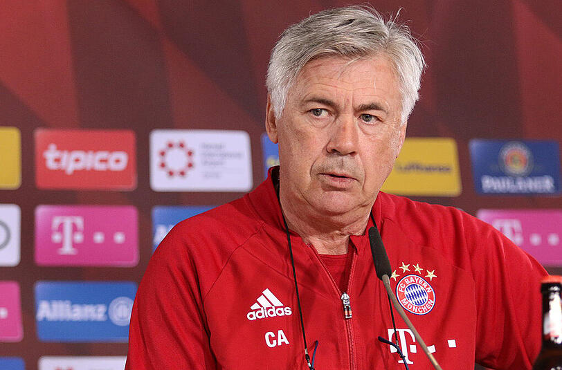 Carlo Ancelotti in der PK vor dem Bundesliga-Heimspiel gegen Borussia Mönchengladbach.