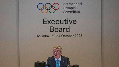 IOC-Präsident Thomas Bach bei der Sitzung der Exekutive in Mumbai.