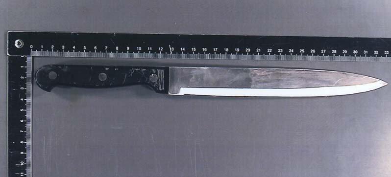 Ein 27-jähriger Mazedonier hatte die Beamtin mit diesem über 30 Zentimeter langen Küchenmesser getötet, nachdem seine Frau nach einem Ehekrach die Polizei um Hilfe rief.
