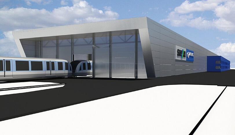 Die neue Halle wird über drei Gleise mit Wartungsgruben verfügen und rund 160 Meter und etwa 30 Meter breit sein.