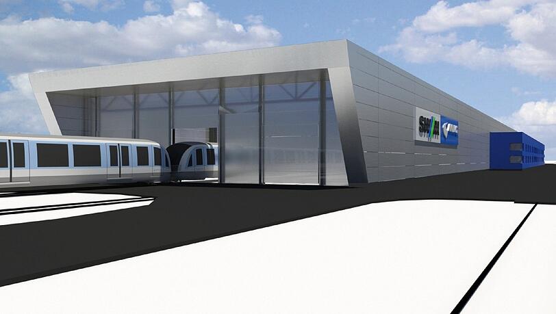 Die neue Halle wird über drei Gleise mit Wartungsgruben verfügen und rund 160 Meter und etwa 30 Meter breit sein. Die neue Halle wird über drei Gleise mit Wartungsgruben verfügen und rund 160 Meter und etwa 30 Meter breit sein.