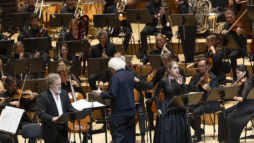 Simon Rattle mit Christian Gerhaher und Malin Byström.
