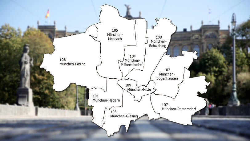 Neun Stimmkreise gibt es in München: Die Ergebnisse sind so unterschiedlich, wie die Stadtteile selbst. Neun Stimmkreise gibt es in München: Die Ergebnisse sind so unterschiedlich, wie die Stadtteile selbst.