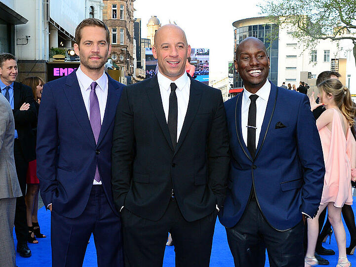 Paul Walker (li.), Vin Diesel und Tyrese Gibson (re.) bei einer "Fast & Furious 6" Premiere