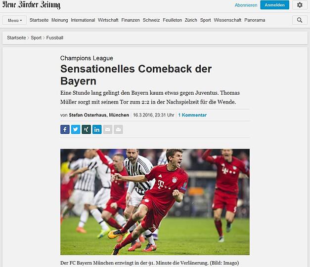 Für die Schweizer ist das Comeback der Bayern "sensationell".