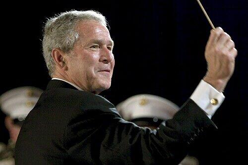 US-Präsident Bush dirigierte und machte sich lustig