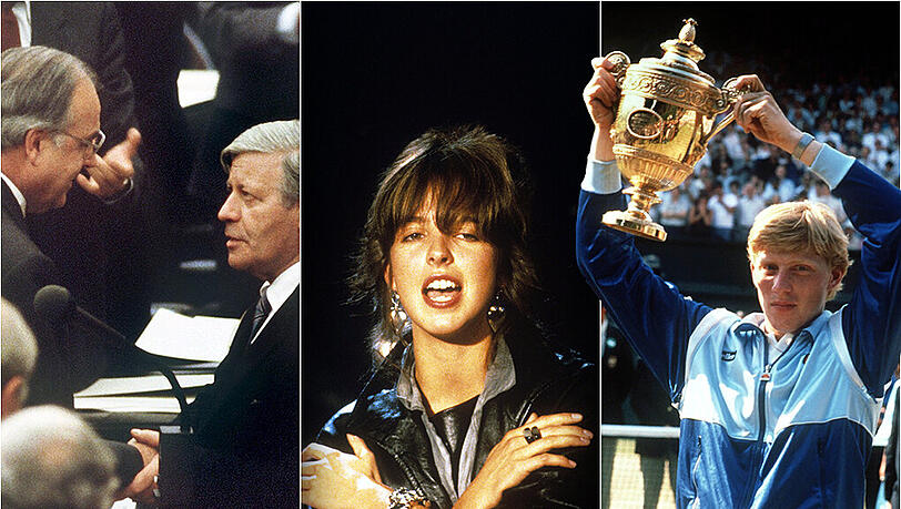 Politischer Umbruch in Deutschland (l.), "99 Luftballons" von Nena wird zum Ohrwurm (m.) und Boris Becker gewinnt Wimbledon. Laut einer Umfrage sind die 80er das beliebteste Jahrzehnt der Deutschen. Politischer Umbruch in Deutschland (l.), "99 Luftballons" von Nena wird zum Ohrwurm (m.) und Boris Becker gewinnt Wimbledon. Laut einer Umfrage sind die 80er das beliebteste Jahrzehnt der Deutschen.