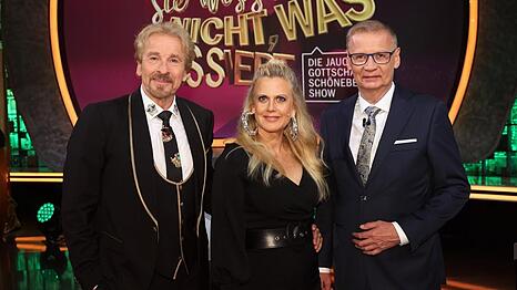 Thomas Gottschalk (li.), Barbara Schöneberger und Günther Jauch wollen ein letztes Mal gemeinsam "Denn sie wissen nicht, was passiert" präsentieren.