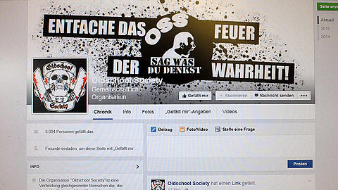 Die abfotografierte Facebook-Seite der "Oldschool Society".