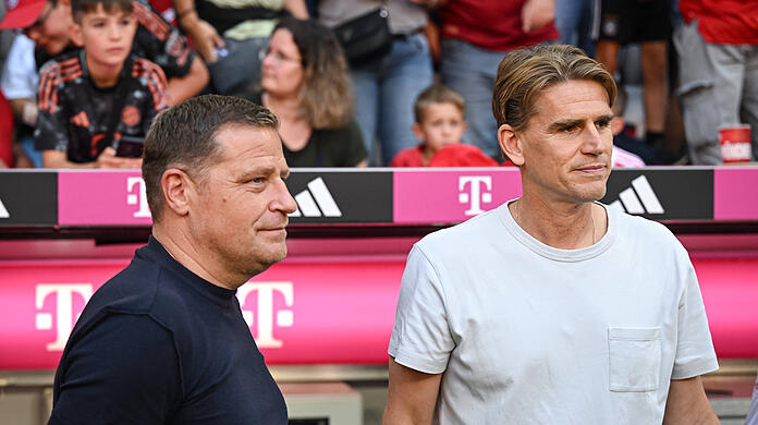 F&uuml;r das Sportliche beim FC Bayern zust&auml;ndig: Max Eberl (li.) und Christoph Freund.