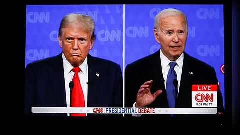 Donald Trump (l.) und Joe Biden duellierten sich via CNN.