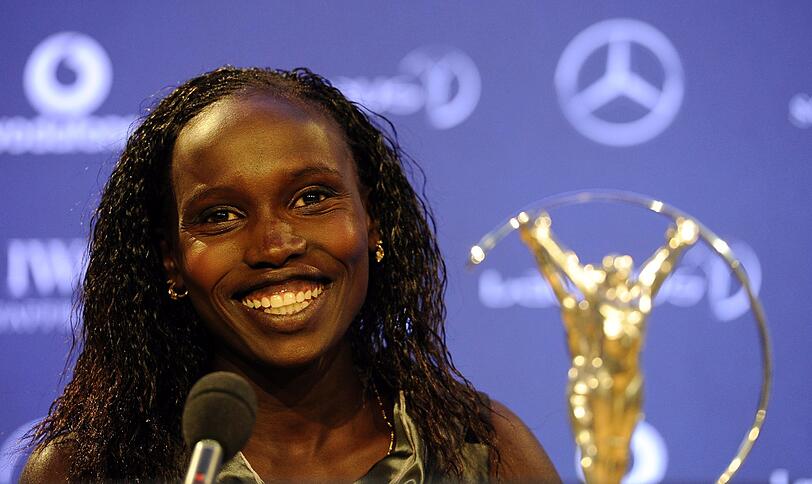 Ausnahmeläuferin Vivian Cheruiyot mit dem Laureus Award "Sportswoman of the year".