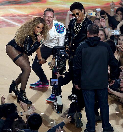 Beyoncé, Chris Martin und Bruno Mars