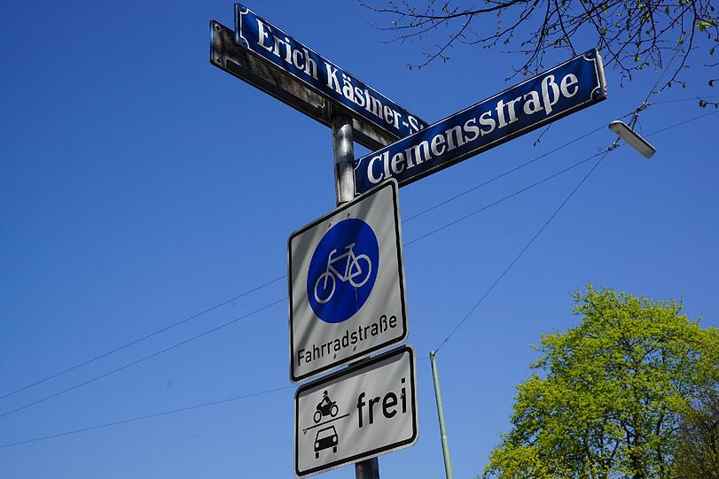 Die Clemesstraße ist Münchens längste Fahrradstraße.