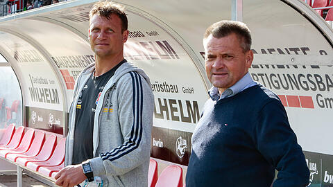 Die Macher von Haching: Trainer Claus Schromm (li.) und Vereinsboss Manni Schwabl.