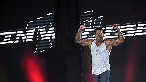Tim Wiese bei seinem ersten WWE-Kampf.