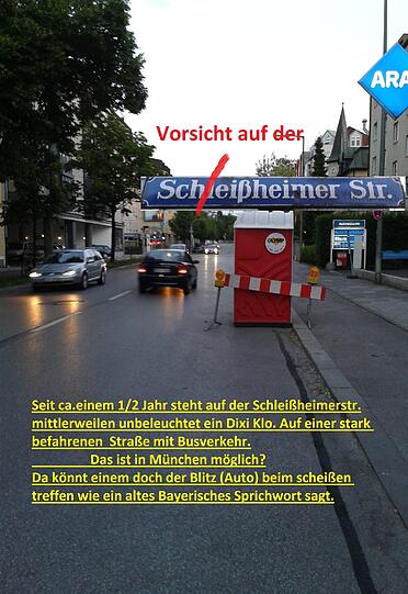 AZ-Leser Anton Bieringer verdeutlicht hier das Problem auf der Schleißheimer Straße.