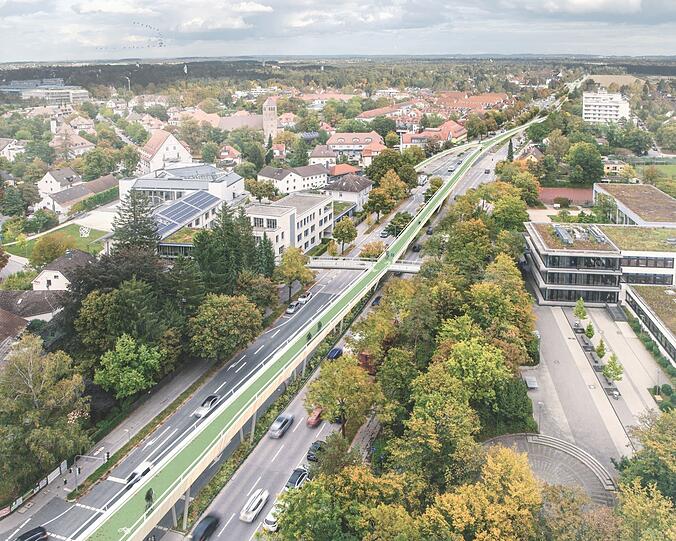 So stellen sich drei Politiker der CSU die Radltrasse vor.