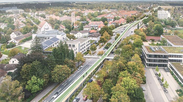 So stellen sich drei Politiker der CSU die Radltrasse vor.