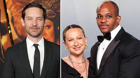 Tobey Maguire (l.), seine Ex-Frau Jennifer Meyer und deren neuer Ehemann Geoffrey Ogunlesi.