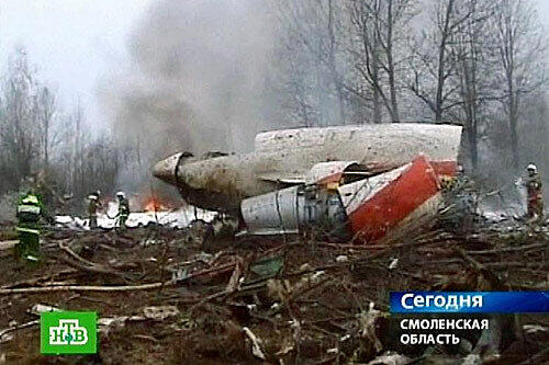 Das Flugzeugwrack, in dem unter anderem Lech Kaczynski starb