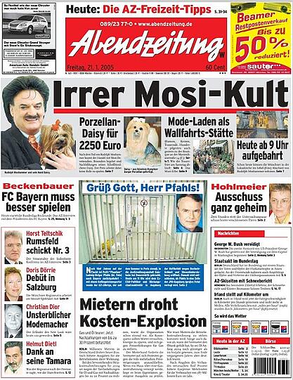 Moshammers Boutique in der Maximilianstraße wird zum Wallfahrtsort, und der Handel mit Mosi-Andenken boomt. "Auf ein Andenken haben es Mosi-Fans allerdings besonders abgesehen: Yorkshire-Terrier Daisy steht in der Gunst der Sammler ganz weit oben. Eine 2250 Euro teure Porzellan-Nachbildung der Porzellan Manufaktur Nymphenburg ist der Renner", schreibt die AZ am 21. Januar 2005.
