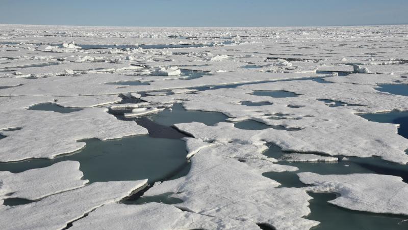 Eisschollen treiben auf dem Arktischen Ozean am Nordpol. Foto: picture alliance / dpa /Archivbild