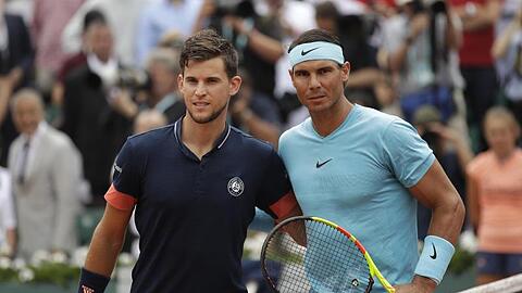 Dominic Thiem (l) und Rafael Nadal stehen sich erneut im French-Open-Endspiel gegenüber. Foto (Archiv): Alessandra Tarantino/AP