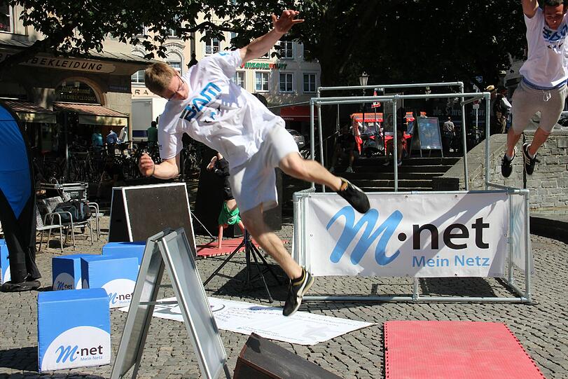 Die Parkour-Profis trainieren am Rindermarkt.