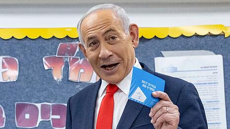 Israels Ministerpr&auml;sident Benjamin Netanjahu ruft seine Anh&auml;nger auf, zur Wahl zu gehen. Foto aktuell