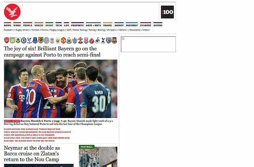 Die Freude über sechs Treffer! Brilliante Bayern wüten über Porto. So sieht's "The Independent"