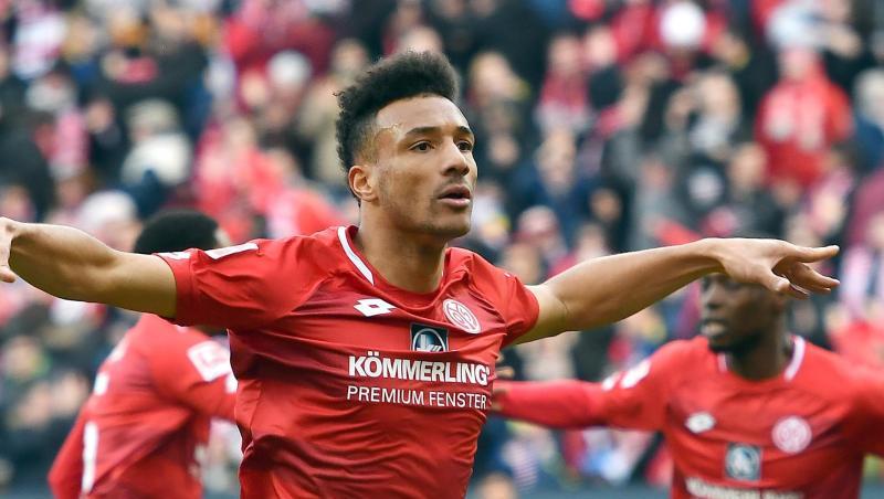 Der Mainzer Karim Onisiwo feiert seinen Treffer zum 1:0. Der Mainzer Karim Onisiwo feiert seinen Treffer zum 1:0.
