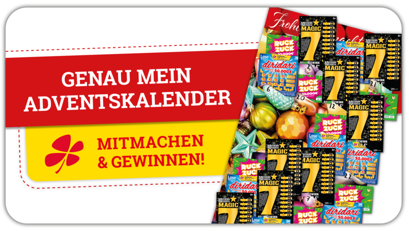 Am Montag, dem 30.10.2023, startet das große Adventskalender-Gewinnspiel: Bis Sonntag, den 19.11.2023, können Sie pro Woche einmal teilnehmen.