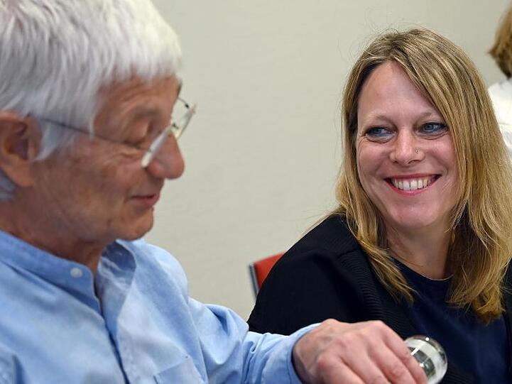 Maike Schaefer, Spitzenkandidatin der Grünen bei der Bürgerschaftswahl, und Landesvorstandssprecher Hermann Kuhn.