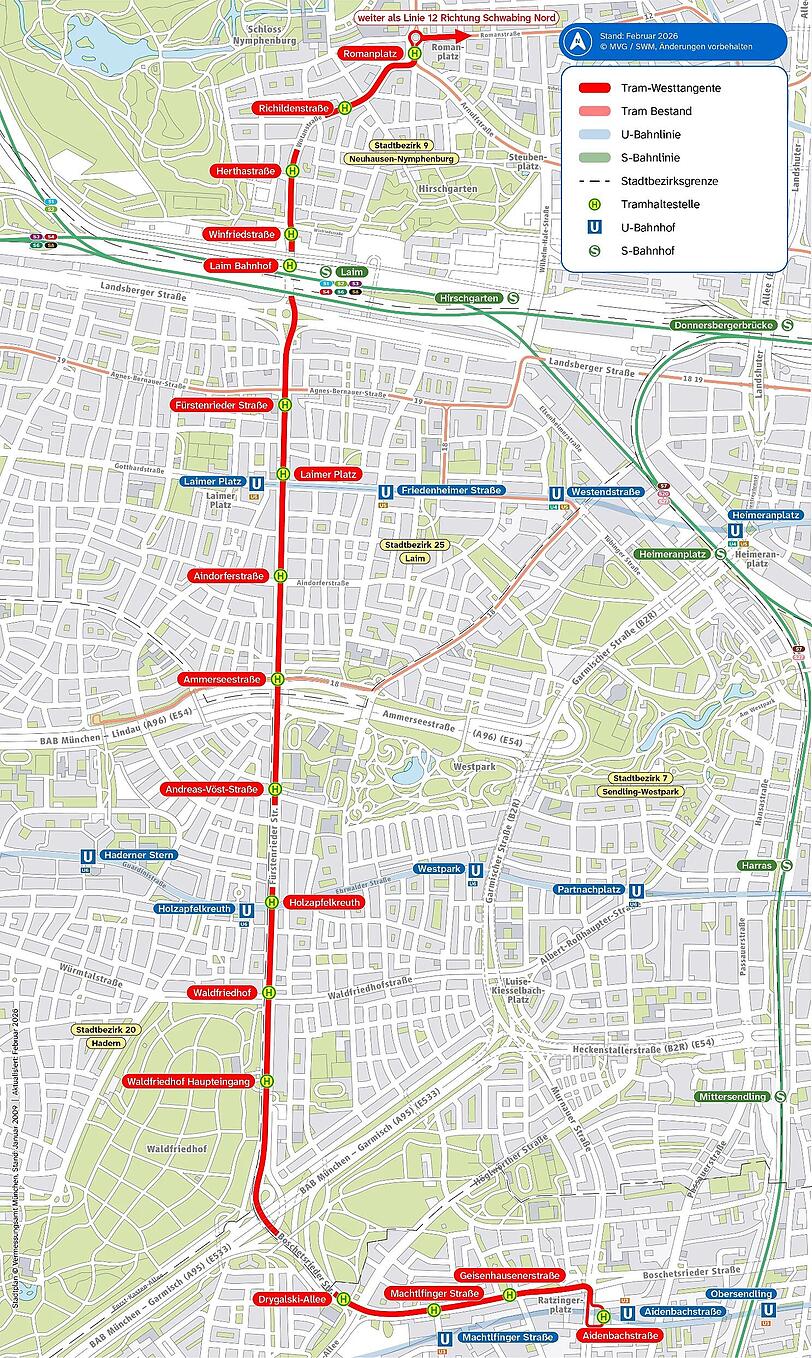 Das ist die gesamte Strecke der Tram-Westtangente.
