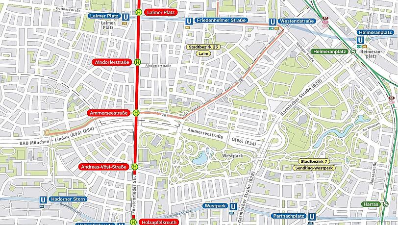 Das ist die gesamte Strecke der Tram-Westtangente.