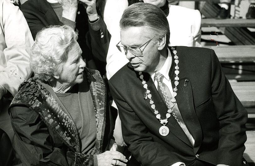 Ein wichtiges und immer gutes Verhältnis pflegte Uwe Lichtenberg als Oberbürgermeister zur Quelle-Chefin Grete Schickedanz.