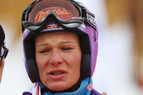 Hat einige Schrammen im Gesicht: Maria Riesch.