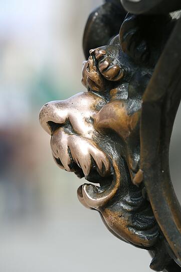 Ganz blank gerubbelt ist die Nase dieses Löwen an der Residenz. Denn wenn man sie berührt, darf man sich etwas wünschen.