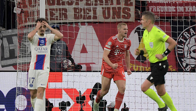 Vitinha kann es nicht fassen – de Ligt grätscht seinen Ball noch weg.