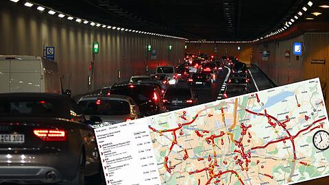 Stau im Luise-Kiesselbach-Tunnel: Für den aus dem Süden kommenden Pendler nichts Neues.