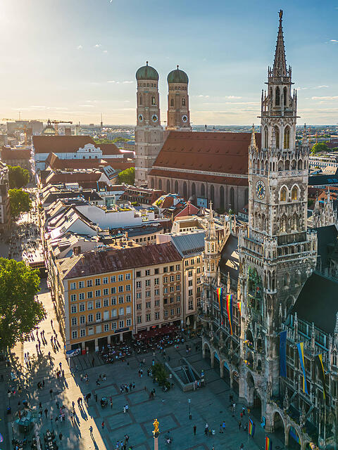 Blick auf M&uuml;nchens Stadtzentrum. Hier ist jetzt ein dreistelliger Millionendeal &uuml;ber die B&uuml;hne gegangen. Der K&auml;ufer: Eine Kreissparkasse.