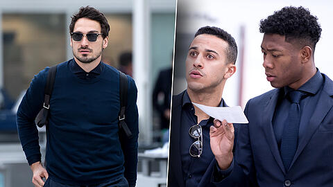 Bilder vom Abflug: Die Bayern-Spieler auf dem Weg nach Sevilla.