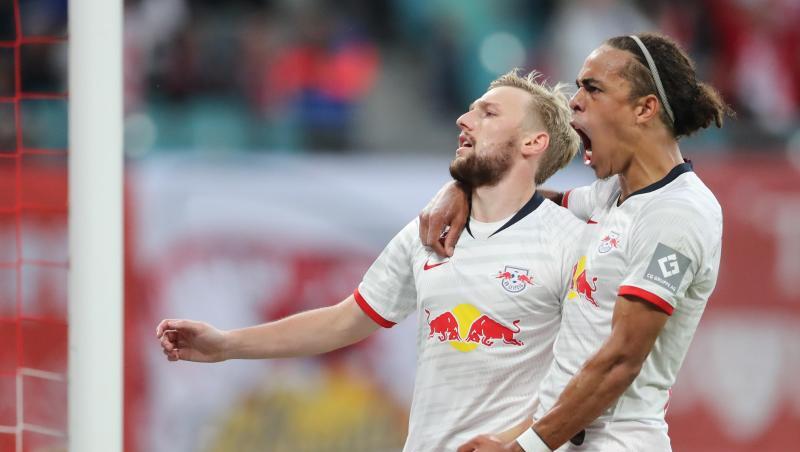 Die Leipziger um Emil Forsberg (l) und Yussuf Poulsen könnten Bundesliga-Herbsmeister werden. Die Leipziger um Emil Forsberg (l) und Yussuf Poulsen könnten Bundesliga-Herbsmeister werden.