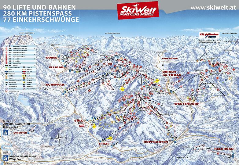 Ellmau-Going gehört zum größten zusammenhängenden Skigebiet Österreichs, der SkiWelt Wilder Kaiser-Brixental.