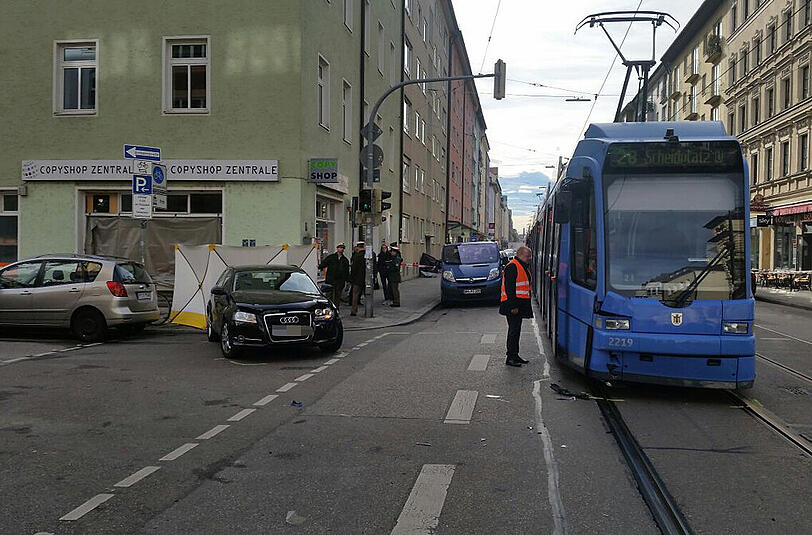 Der Ort an der Barer Straße, an dem der dramatische Tram-Unfall geschah.