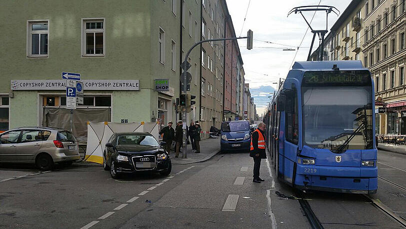 Der Ort an der Barer Straße, an dem der dramatische Tram-Unfall geschah.